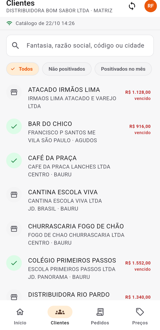 SGrande Vendedor: Carteira de clientes