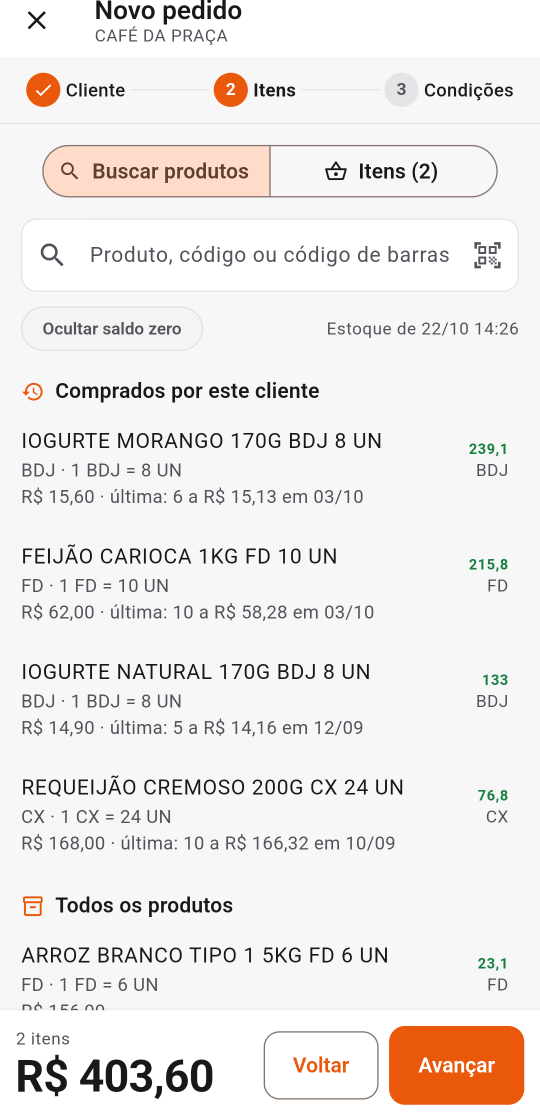SGrande Vendedor: O que o cliente já comprou