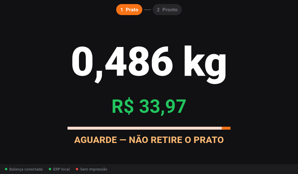 Balança self-service: Aguarde, não retire o prato