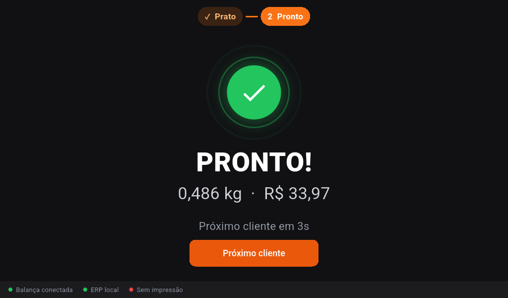 Balança self-service: Lançado na comanda