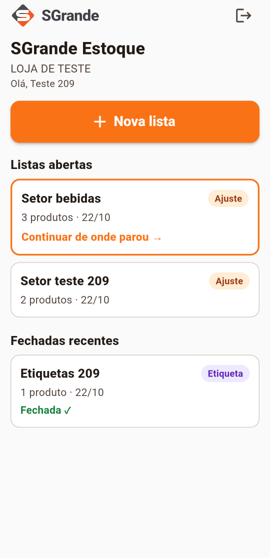 App de Estoque: Suas listas por setor